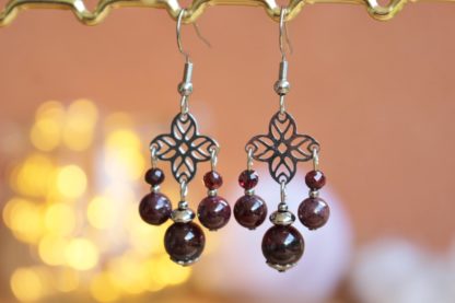 boucles d'oreilles en grenat almandin verte lithothérapie bijoux pierres véritables et naturelles