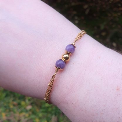 Bracelet en lépidolite bijoux en pierres naturelles lithothérapie