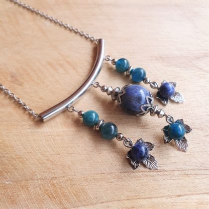 Collier en apatite et sodalite bijoux pierres naturelles lithothérapie