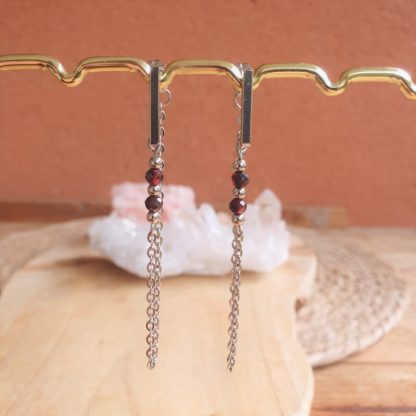 boucles d'oreilles en grenat almandin bijoux pierres naturelles lithothérapie