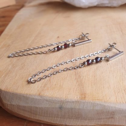 boucles d'oreilles en grenat almandin bijoux pierres naturelles lithothérapie