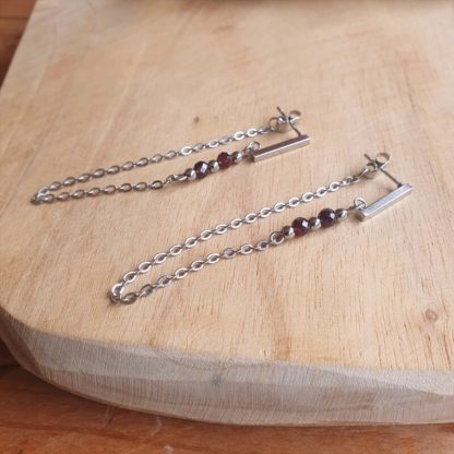 boucles d'oreilles en grenat almandin bijoux pierres naturelles lithothérapie