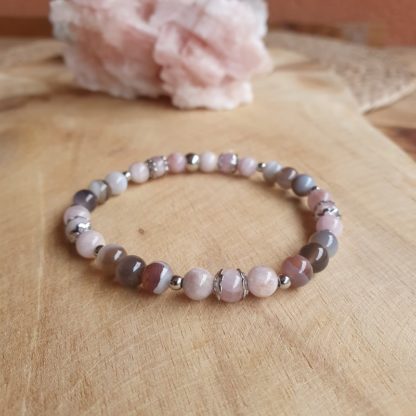 Bracelet en kunzite et agate du botswana pierres naturelles pour la lithothérapie et bijoux