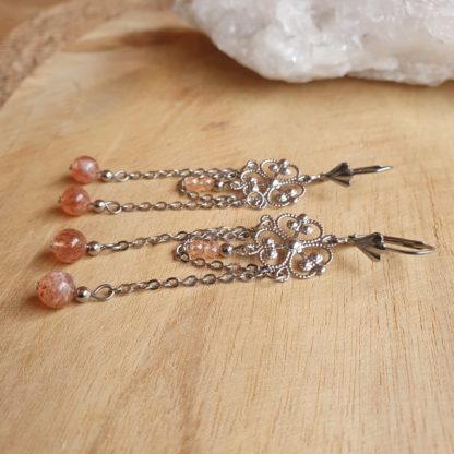 Boucles d'oreilles en pierre de soleil bijoux pierres naturelles lithothérapie minéraux
