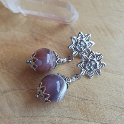Boucles d'oreilles en agate du Botswana bijoux en pierres naturelles made in france lithothérapie