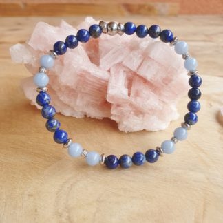 Bracelet en lapis-lazuli et angélite bijoux pierres naturelles lithothérapie