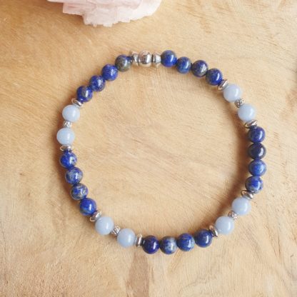 Bracelet en lapis-lazuli et angélite bijoux pierres naturelles lithothérapie