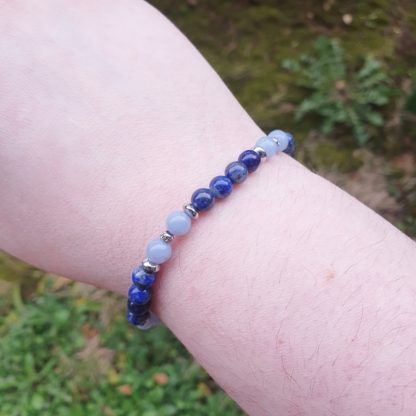 Bracelet en lapis-lazuli et angélite bijoux pierres naturelles lithothérapie