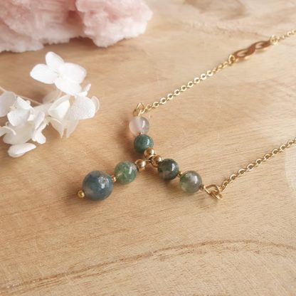 Collier en agate mousse bijoux pierres naturelles lithothérapie