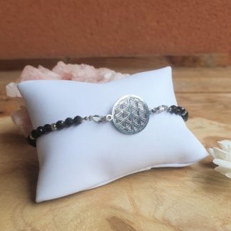Bracelet en obsidienne dorée fleur de vie bijoux pierres naturelles lithothérapie