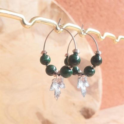 Boucles d'oreilles en malachite bijoux pierres naturelles lithothérapie