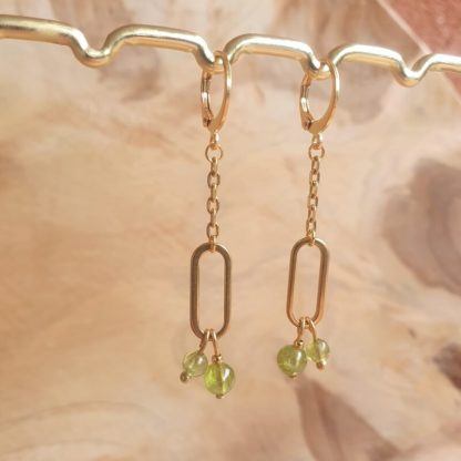 Boucles d'oreilles en péridot bijoux pierres naturelles lithothérapie