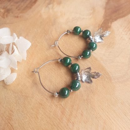 Boucles d'oreilles en malachite bijoux pierres naturelles lithothérapie