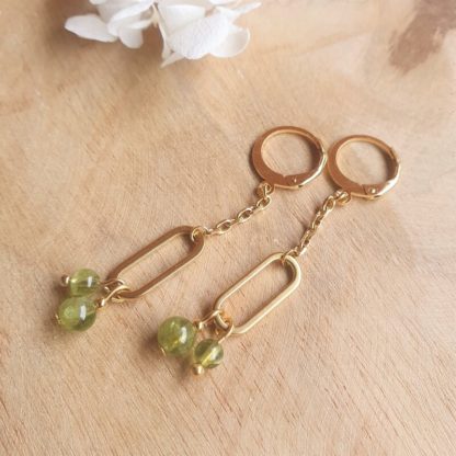 Boucles d'oreilles en péridot bijoux pierres naturelles lithothérapie