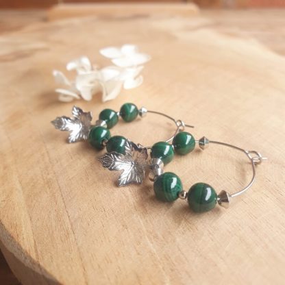 Boucles d'oreilles en malachite bijoux pierres naturelles lithothérapie