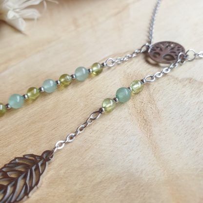 Collier en péridot et aventurine verte bijoux pierres naturelles lithothérapie