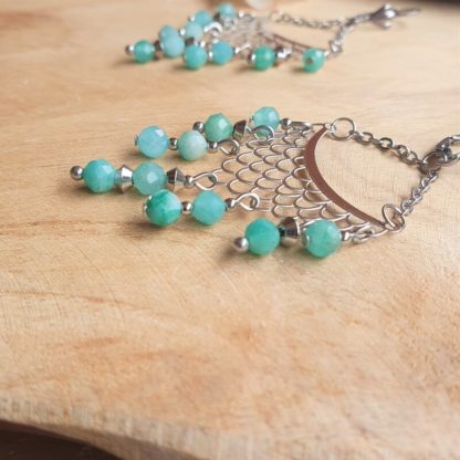 Boucles d'oreilles en amazonite bijoux pierres naturelles lithothérapie