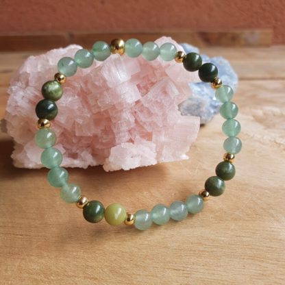 Bracelet en jade nephrite et aventurine verte lithothérapie bijoux pierres naturelles