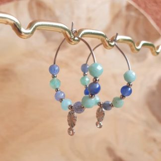 Boucles d'oreilles en amazonite et aventurine bleue bijoux pierres naturelles lithothérapie