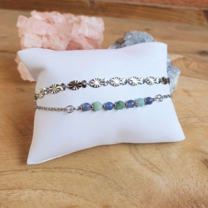 Bracelet en amazonite et aventurine bleue bijoux pierres naturelles lithothérapie