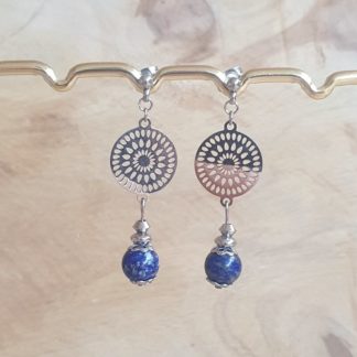 Boucles d'oreilles en lapis-lazuli bijoux pierres naturelles lithothérapie