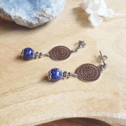 Boucles d'oreilles en lapis-lazuli bijoux pierres naturelles lithothérapie