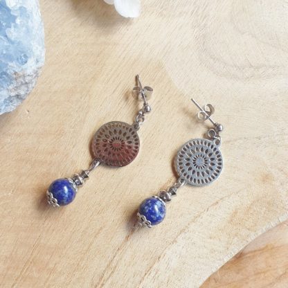 Boucles d'oreilles en lapis-lazuli bijoux pierres naturelles lithothérapie