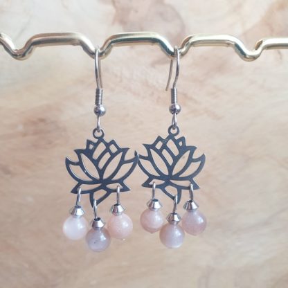 Boucles d'oreilles en pierre de lune bijoux pierres naturelles lithothérapie artisanat