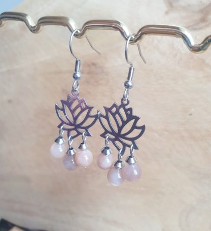 Boucles d'oreilles en pierre de lune bijoux pierres naturelles lithothérapie artisanat