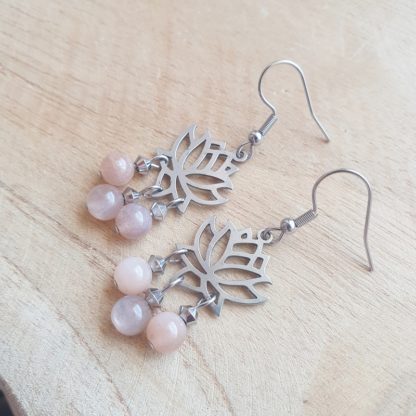Boucles d'oreilles en pierre de lune bijoux pierres naturelles lithothérapie artisanat