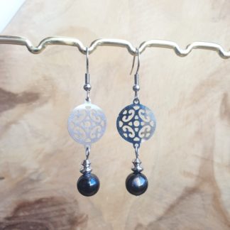 Boucles d'oreilles en hyperstène bijoux pierres naturelles lithothérapie