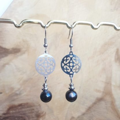 Boucles d'oreilles en hyperstène bijoux pierres naturelles lithothérapie