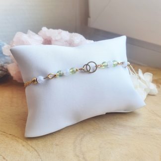 Bracelet péridot calcédoine bleue bijoux pierres naturelles lithothérapie minéraux