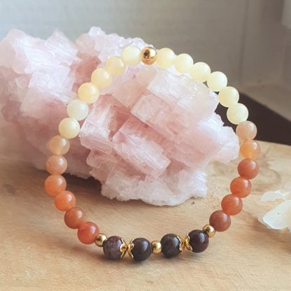 Bracelet en calcite et grenat bijoux pierres naturelles lithothérapie
