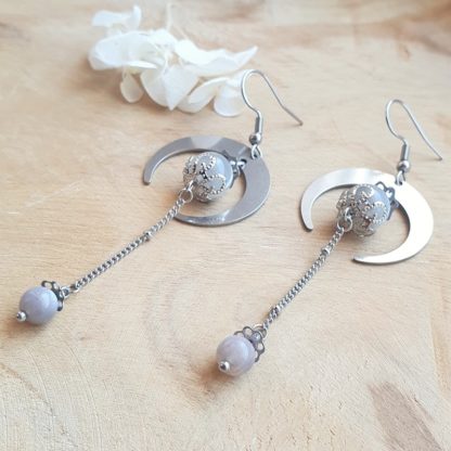 Boucles d'oreilles en pierre de lune bijoux pierres naturelles lithothérapie minéraux