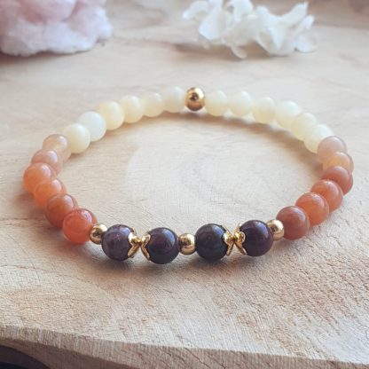 Bracelet en calcite et grenat bijoux pierres naturelles lithothérapie