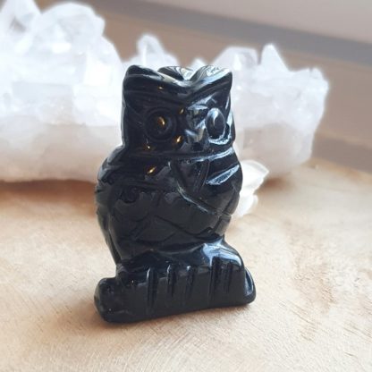 chouette en obsidienne noire pierres naturelles lithothérapie