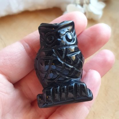 chouette en obsidienne noire pierres naturelles lithothérapie