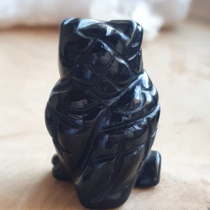 chouette en obsidienne noire pierres naturelles lithothérapie