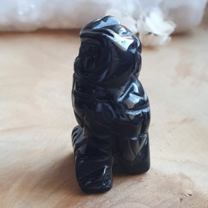 chouette en obsidienne noire pierres naturelles lithothérapie