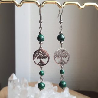 Boucles d'oreilles en malachite bijoux en pierres naturelles lithothérapie minéraux