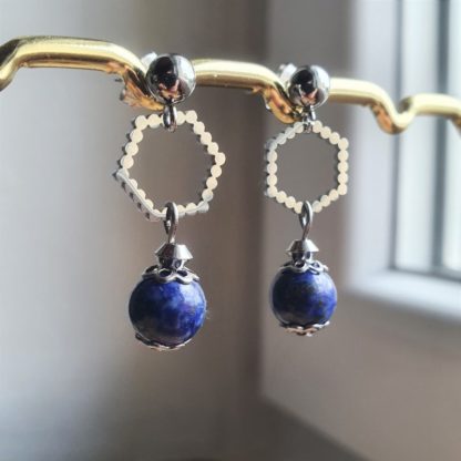 Boucles d'oreilles en lapis lazuli bijoux pierres naturelles lithothérapie