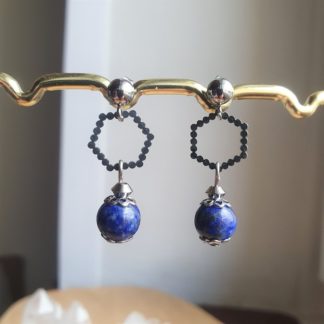 Boucles d'oreilles en lapis lazuli bijoux pierres naturelles lithothérapie