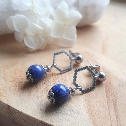 Boucles d'oreilles en lapis lazuli bijoux pierres naturelles lithothérapie