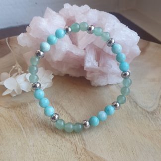 Bracelet en amazonite aventurine lithothérapie pierres naturelles minéraux bijoux artisanat de France
