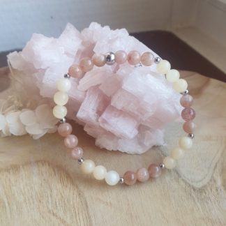 Bracelet en pierre de soleil et calcite jaune lithothérapie bijoux pierres naturelles artisanat made in france pierres véritables fait main