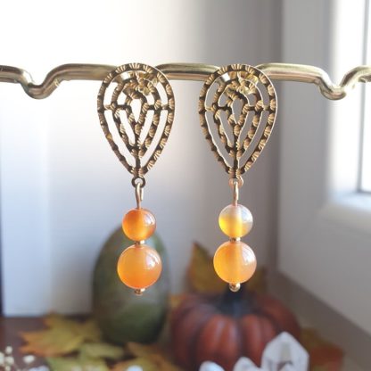 Boucles d'oreilles en cornaline bijoux pierres naturelles lithothérapie artisanat français