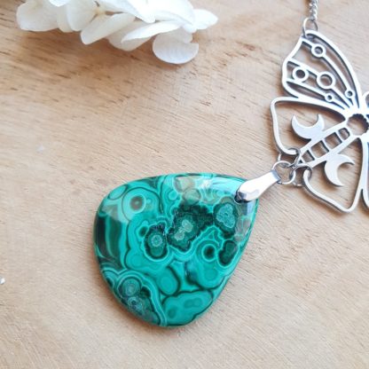 Collier en malachite bijoux pierres naturelles lithothérapie artisanat français