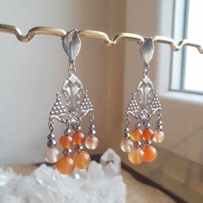 Boucles d'oreilles en cornaline lithothérapie bijoux pierres naturelles minéraux cadeau femme