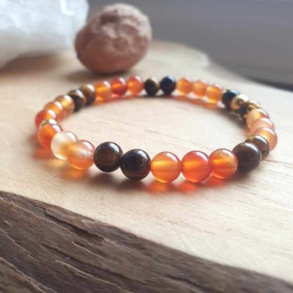 Bracelet en cornaline et oeil de tigre lithothérapie bijoux pierres naturelles minéraux cadeau femme